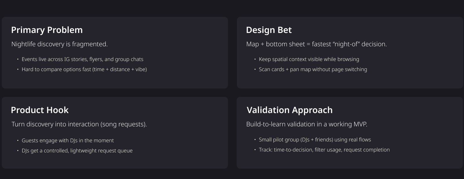 MixMap framing: problem, design bet, insight, validation